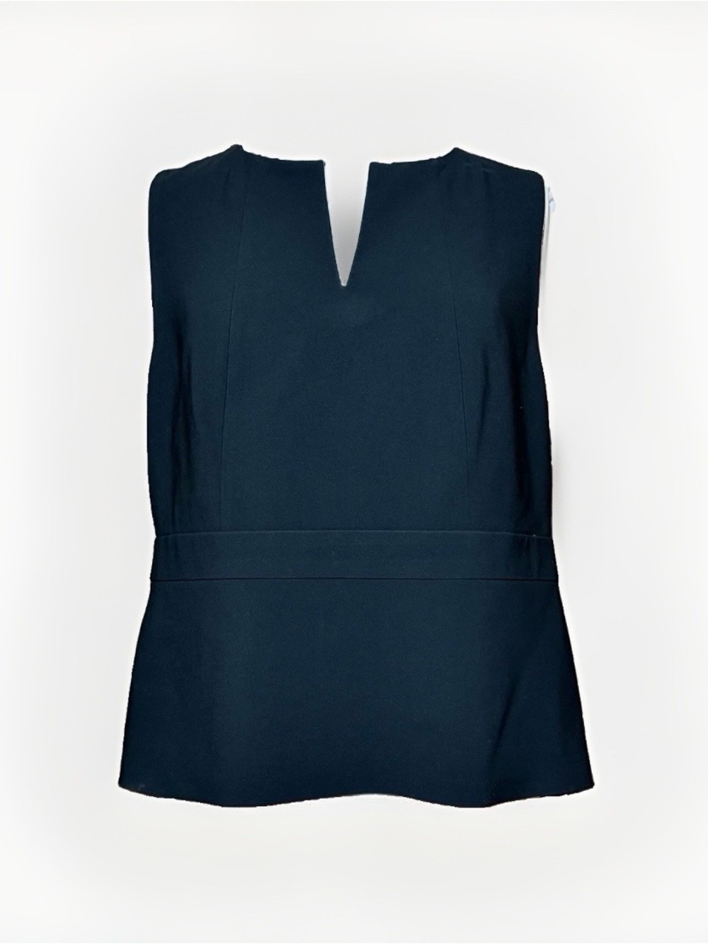 Ann Taylor Petite Peplum Black Sleeveless Top Size 14P Notch Neck Zip Back